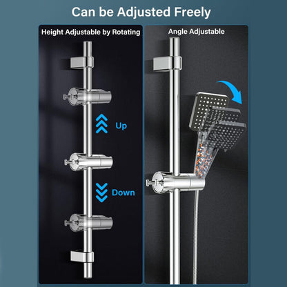 Chrome Wall Mounted Adjustable Shower Head Holder with 2 Hooks for 16-27mm Shower Rod V1188-CE-Y829-190