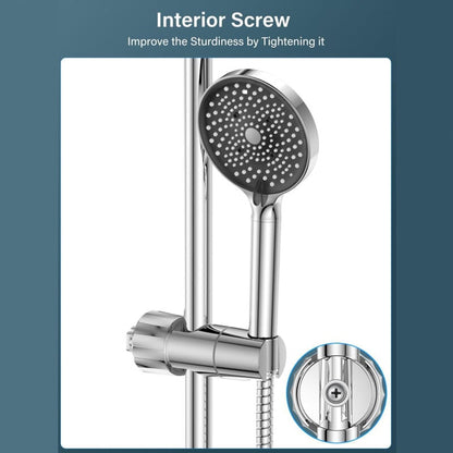Chrome Wall Mounted Adjustable Shower Head Holder with 2 Hooks for 16-27mm Shower Rod V1188-CE-Y829-190