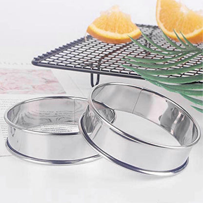 4pcs Stainless Steel Muffin Rings Nonstick Muffin Rings Pastry Rings for Home Baking V1188-CE-Y917-00175