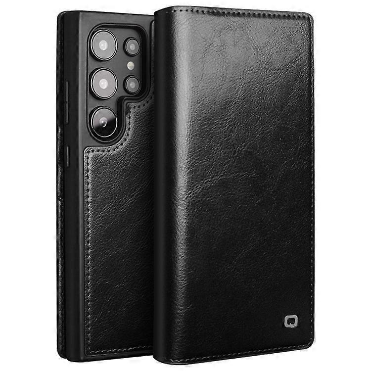 Compatible with Samsung Galaxy S24 Ultra Compatible Genuine Leather Wallet Phone Case Flip Stand Cover Black V1188-CE-Y918-00112