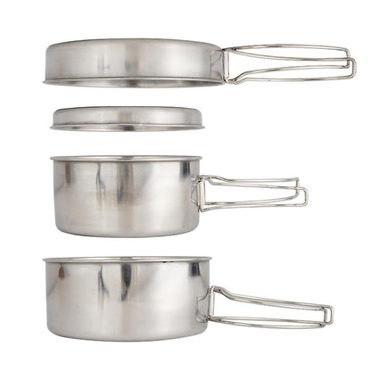 4 pcs Stainless Steel Camping Pots with Lid, Compatible with Outdoor Cooking V1188-CE-Y918-00803