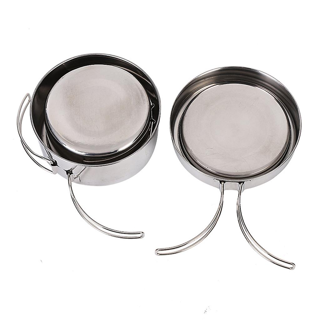 4 pcs Stainless Steel Camping Pots with Lid, Compatible with Outdoor Cooking V1188-CE-Y918-00803