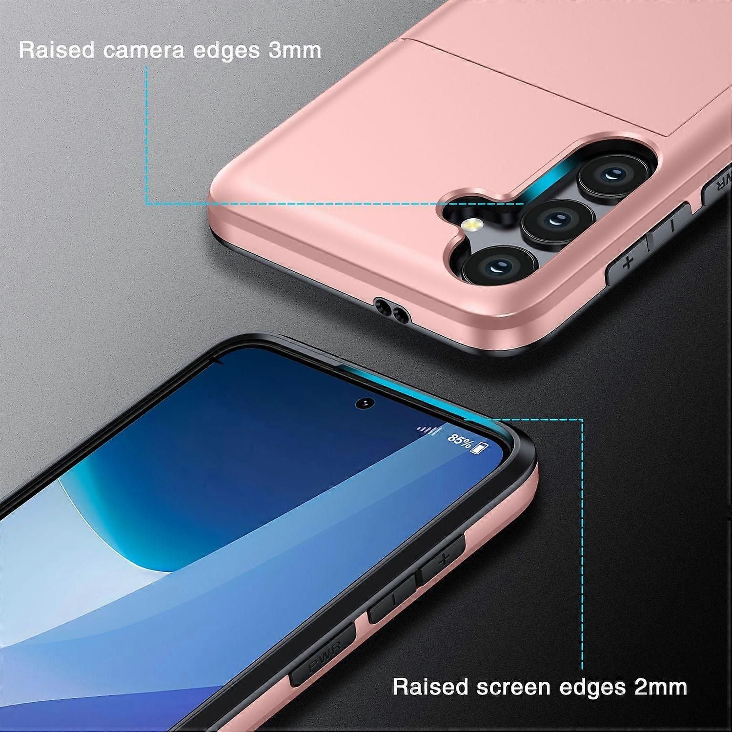 Compatible with Samsung Galaxy A16 5G 4G Compatible Case with Card Holder TPU PC Back Cover Rose Gold V1188-CE-Y927-01814-7