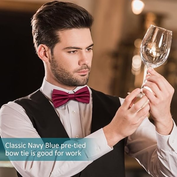 Pre-tied Bow Tie for Men, Tux Bow Tie Adjustable Formal Neck Bow Tie Satin Bow Tie for Party Wedding (Red) V1188-CE06-34244