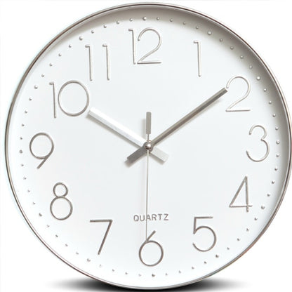 Minimalist Wall Clock (Silver), 30 cm (12 inches) Modern Silent Wall Clock, Silent Quartz Movement V1188-CE06-40848