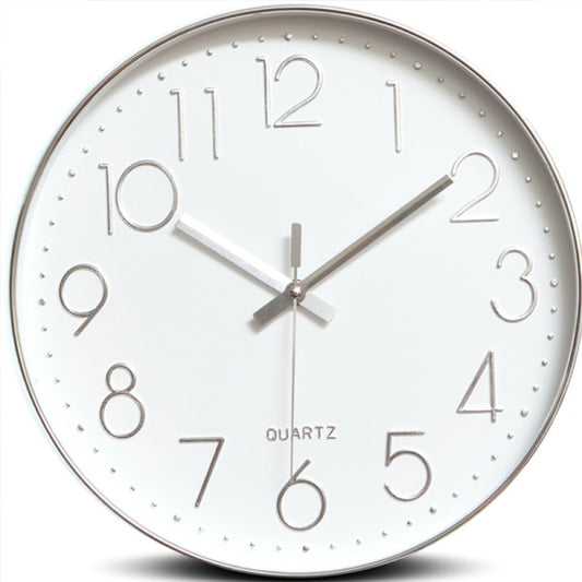 Minimalist Wall Clock (Silver), 30 cm (12 inches) Modern Silent Wall Clock, Silent Quartz Movement V1188-CE06-40848