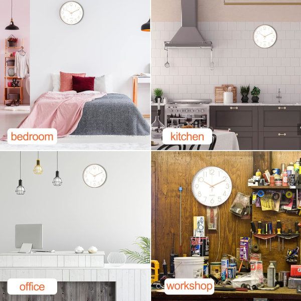 Minimalist Wall Clock (Silver), 30 cm (12 inches) Modern Silent Wall Clock, Silent Quartz Movement V1188-CE06-40848