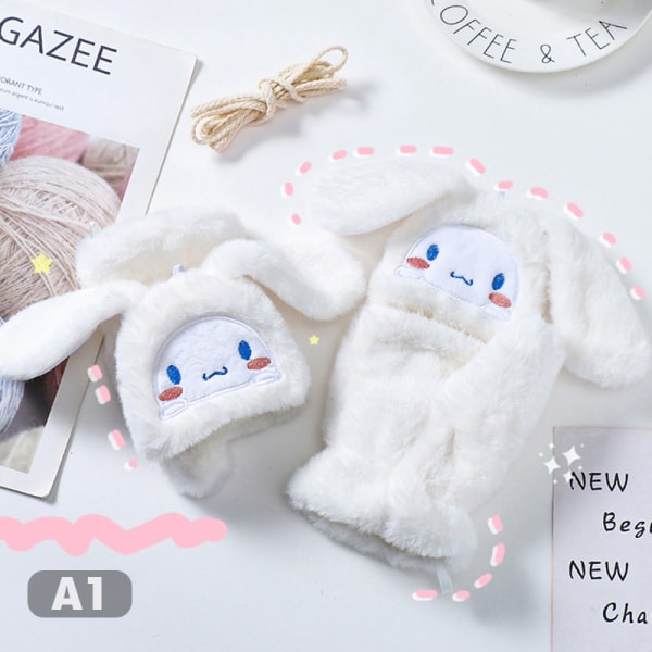 Sanrio Cinnamoroll Kawaii Flannel Gloves Y2k Harajuku Style Soft White V1188-CE06-43526