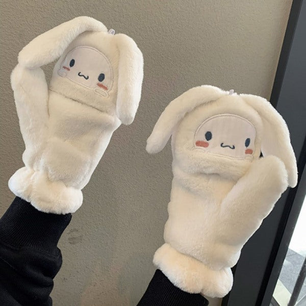 Sanrio Cinnamoroll Kawaii Flannel Gloves Y2k Harajuku Style Soft White V1188-CE06-43526