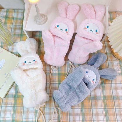 Sanrio Cinnamoroll Kawaii Flannel Gloves Y2k Harajuku Style Soft White V1188-CE06-43526