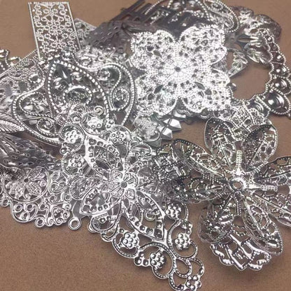 50g/lot Mixed Metal Flower Petals Filigree Wraps Clutches White V1188-CE06-45227