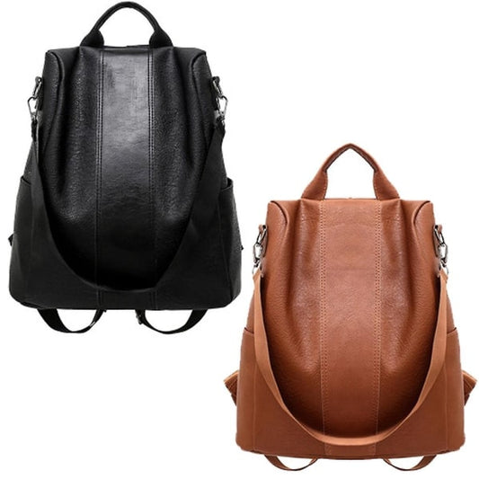 Women's Backpack Women's Leather Backpack School Bag Black/Brown Large Capacity All Match Fashion 1st Black V1188-CE06-48909
