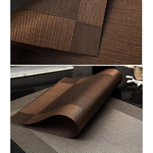 PVC Non-Slip PVC Placemats Set Heat Resistant Placemats Dining Table Kitchen Mat (Set of 4) Gold V1188-CE06-55263