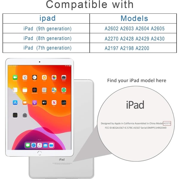 iPad 10.2 Case (9th Gen 2021) & (8th Gen 2020) & (7th 2019) Auto Wake/Sleep Cover V1188-CE06-57179