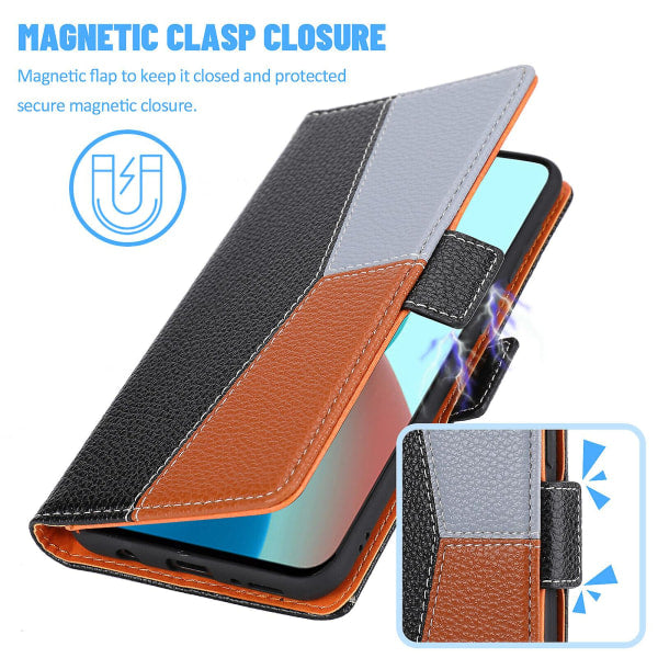 Compatible with Samsung Galaxy A22 4G Case Magnetic Black Three-color Stitching Samsung V1188-CE06-58604