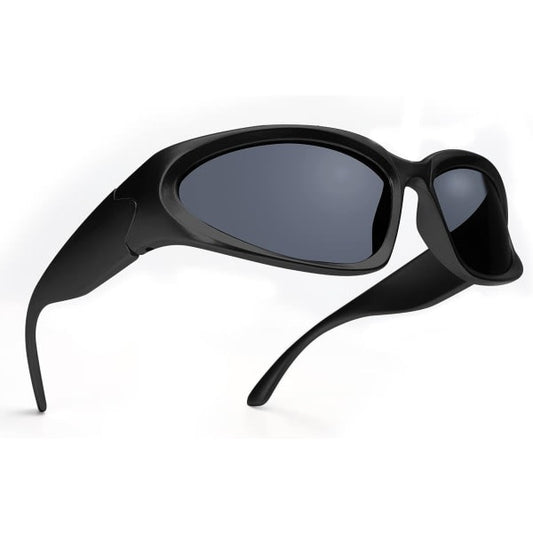 Wrap Around Fashion Glasses for Men Women Trendy Fast Oval Dark Futuristic Sunglasses Goggles Eyebrow V1188-CE34-002654