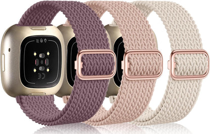 Fitbit Versa Strap Compatible with Sense Sense 2 Elastic Braided Nylon Sport Band V1188-CE50-01185