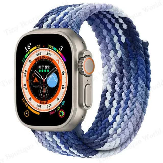 Braided Solo Loop Compatible with Apple Watch Ultra 49mm 45mm 44mm 42mm 41mm 40mm 38mm for Series 9 8 7 6 5 4 V1188-CE50-01187-52