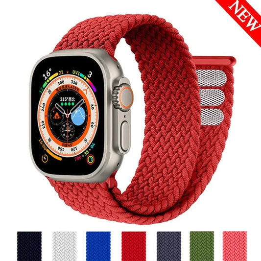 Braided Solo Loop Compatible with Apple Watch Ultra 49mm 45mm 44mm 42mm 41mm 40mm 38mm for Series 9 8 7 6 5 4 V1188-CE50-01187-52