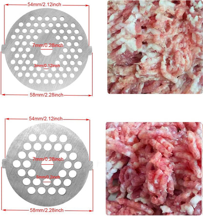 7 Piece Stainless Steel Meat Grinder Plates & Blades for Food Chopper & Meat Grinder V1188-CYX-DP-193