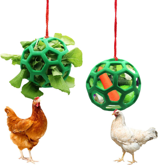 2pcs Chicken Vegetable Feeder Ball Hanging Feeding Toy, Poultry Fruit Holder Chicken Cabbage Feeder Treat V1188-CYX-DP-195