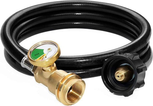 5 Feet Propane Tank Extension Hose with Gauge -Leak Detector Replacement for Gas Grill, Heater and All Other V1188-CYX-DP-284