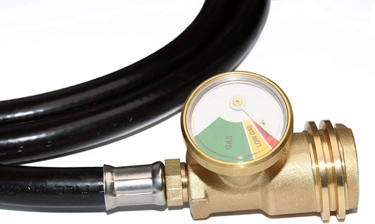 5 Feet Propane Tank Extension Hose with Gauge -Leak Detector Replacement for Gas Grill, Heater and All Other V1188-CYX-DP-284