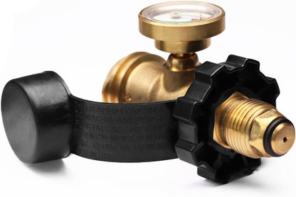 Universal Fit POL Propane Tank Adapter with Gauge - Converts POL LP Tank Service Valve to QCC1 / Type 1, Old V1188-CYX-DP-286
