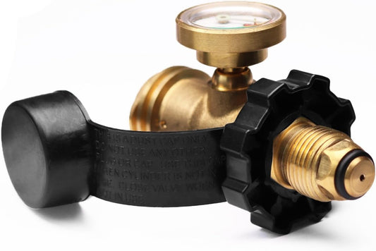 Universal Fit POL Propane Tank Adapter with Gauge - Converts POL LP Tank Service Valve to QCC1 / Type 1, Old V1188-CYX-DP-286