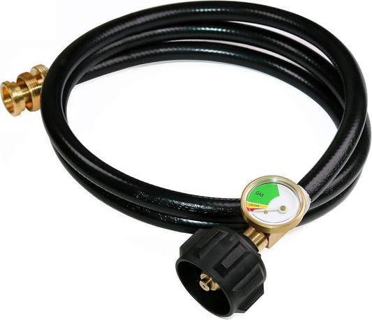 5 FT Propane Hose Adapter with Propane Tank Gauge for Weber Q1200, 1000 Propane Grill, 1 lb to 20 lb Propane V1188-CYX-DP-290