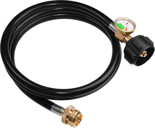 5 FT Propane Hose Adapter with Propane Tank Gauge for Weber Q1200, 1000 Propane Grill, 1 lb to 20 lb Propane V1188-CYX-DP-290