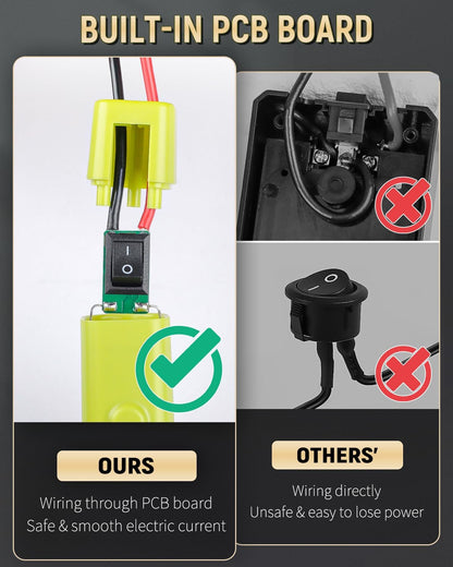 2 Pack Power Wheel Adapter for Ryobi 18 V Battery with Switch, DC Power Adapter, Battery Conversion with Fuse V1188-CYX-DP-387
