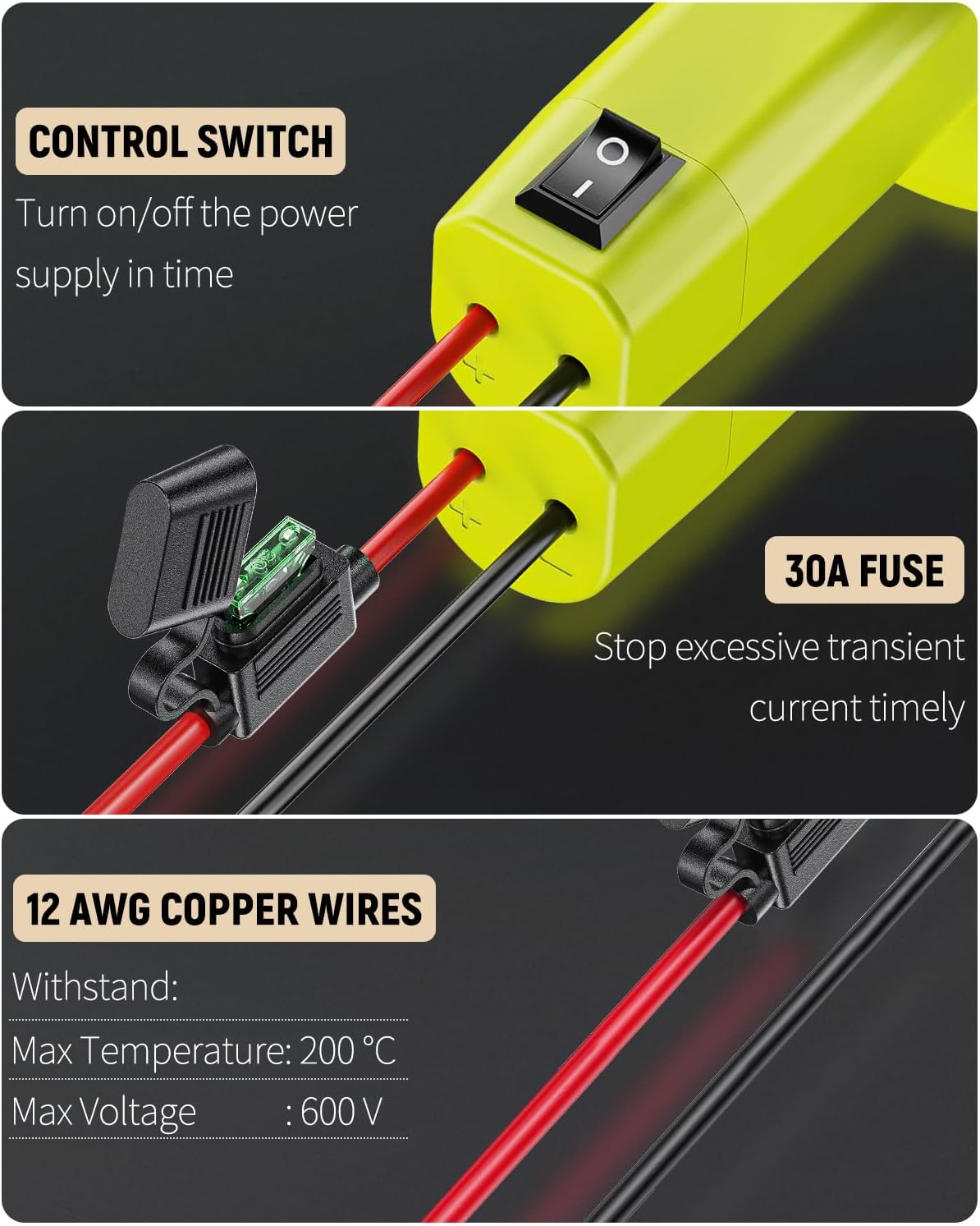 2 Pack Power Wheel Adapter for Ryobi 18 V Battery with Switch, DC Power Adapter, Battery Conversion with Fuse V1188-CYX-DP-387