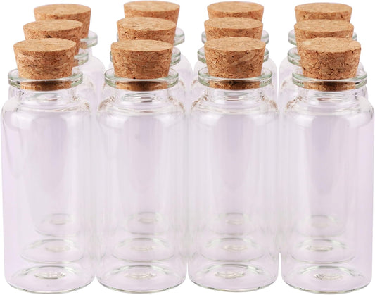 30ml Cork Stoppers Glass Bottles, Small Jars for Candy Wishing Bottle Wedding Favors (12 Sets) V1188-CYX-DP-456