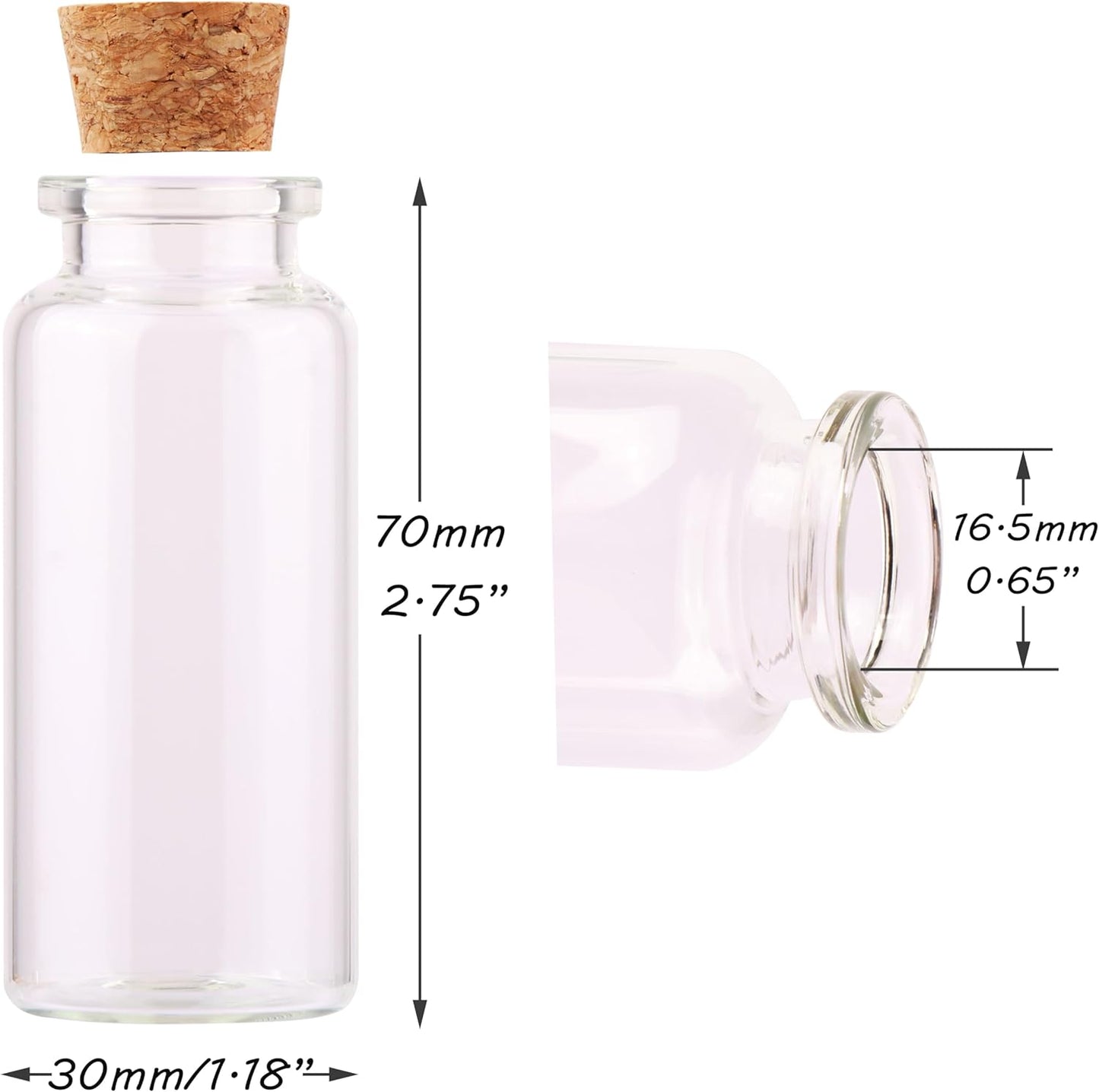 30ml Cork Stoppers Glass Bottles, Small Jars for Candy Wishing Bottle Wedding Favors (12 Sets) V1188-CYX-DP-456
