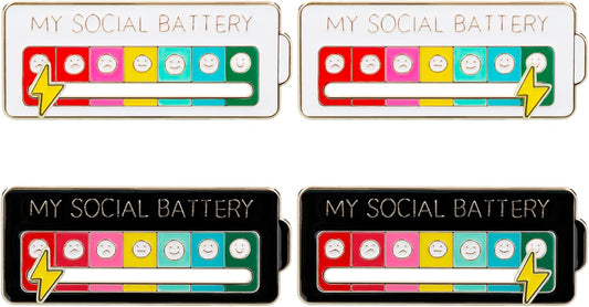 4PCS Social Battery Pin,My Social Battery Slider Pin,Funny Interactive Brooch Pins Lapel,Mood Enamel Pins 7 V1188-CYX-DP-457