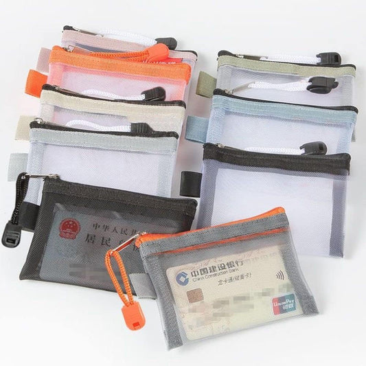 Green Small Zipper Pouch Mini Mesh Zipper Coin Purse Nylon Mesh Card Storage Bags Small Portable Cosmetic V1188-CYX-DP-494