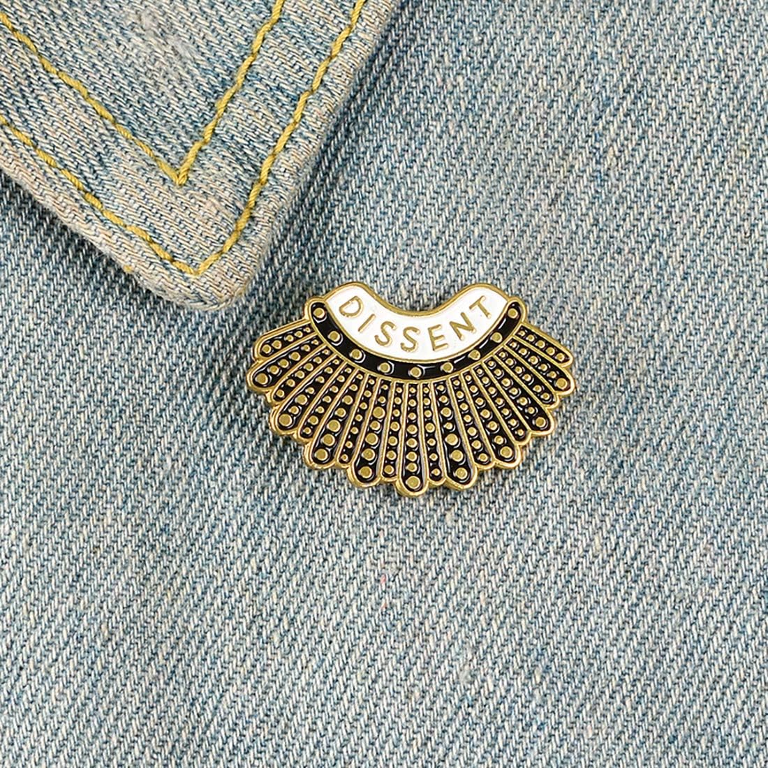 Enamel Pins - RBG Dissent Collar Pin & Female Justice Brooch V1188-CYX-DP-685