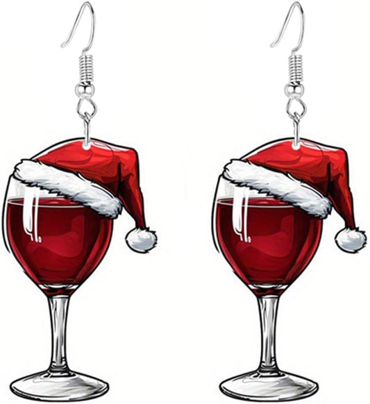 Wine Glass Earrings for Women Funny Creative Lightweight Acrylic Simulation Yellow Beer Whiskey Dangle Drop V1188-CYX-DP-836