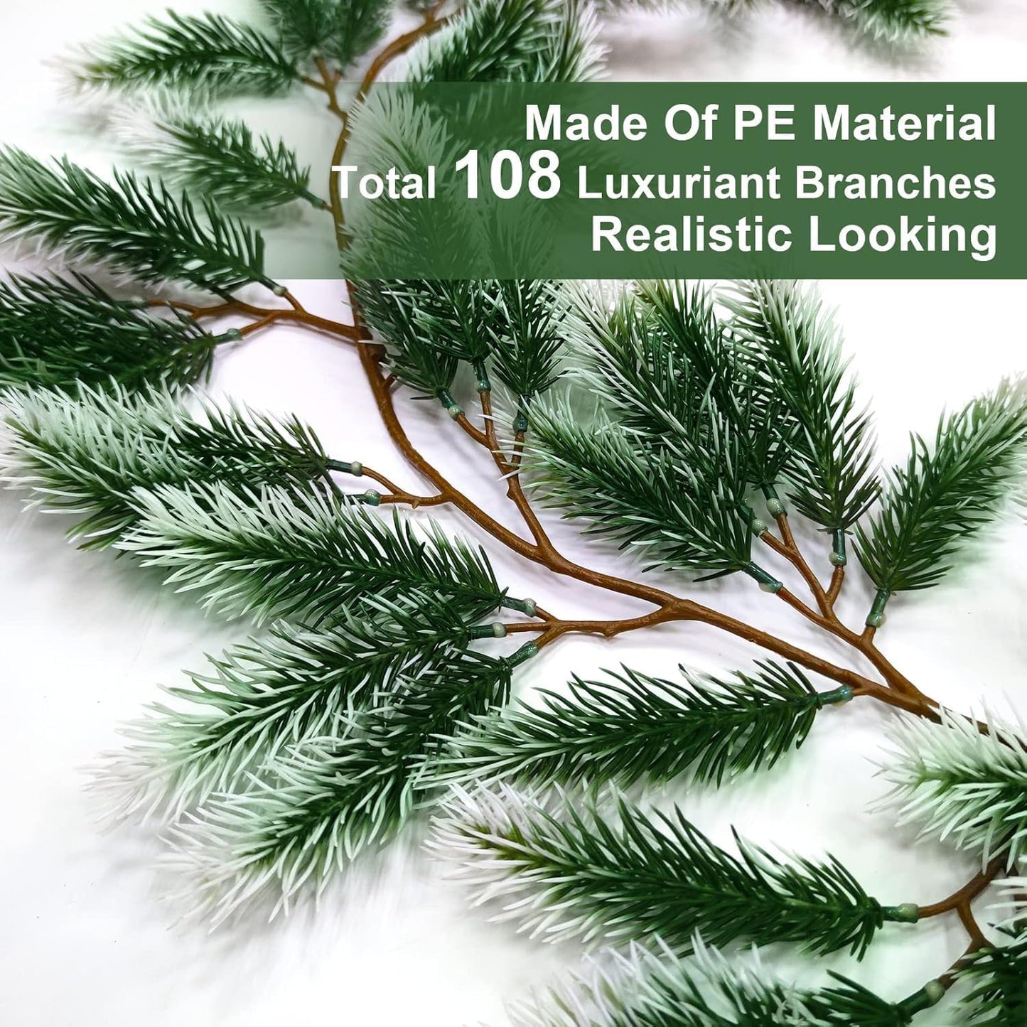 6 Ft Snow Flocked Norfolk Pine Cedar Realistic Pine Artificial Greenery Garlands for Decoration Xmas Mantle V1188-CYX-DP-946