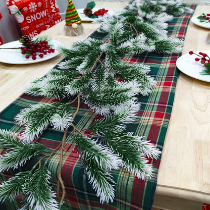 6 Ft Snow Flocked Norfolk Pine Cedar Realistic Pine Artificial Greenery Garlands for Decoration Xmas Mantle V1188-CYX-DP-946