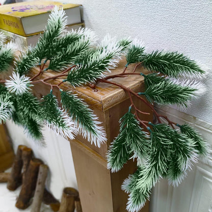 6 Ft Snow Flocked Norfolk Pine Cedar Realistic Pine Artificial Greenery Garlands for Decoration Xmas Mantle V1188-CYX-DP-946