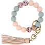 Key Ring Bracelet Car Keychain Holder Wristlet Silicone Women Beaded Bangle Chains V1188-CYX-J02-05