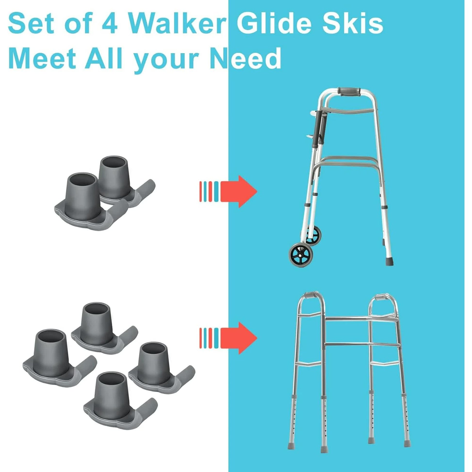 4 Pack Walker Skis Glides, Universal Walker Accessories for Seniors Mobility Aid Accessory V1188-CYX-J02-1308