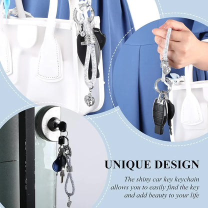Crystal Bling Car Keychain for Women Glitter Rhinestone Keychain Ring Strap Keychain Accessories Car Key V1188-CYX-J02-1546