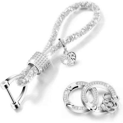 Crystal Bling Car Keychain for Women Glitter Rhinestone Keychain Ring Strap Keychain Accessories Car Key V1188-CYX-J02-1546