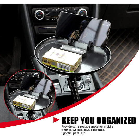 Car Cup Holder Tray for Adults Car Tray Table for Eating with Cell Phone Slot Lap for Universal Adjustable V1188-CYX-J02-1637