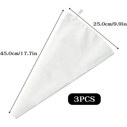 3 Pack Reusable Piping Bags, 18 Inch Cloth Pastry Bags Cake Decorating Bags Icing Piping Bag Hangable V1188-CYX-J02-1826