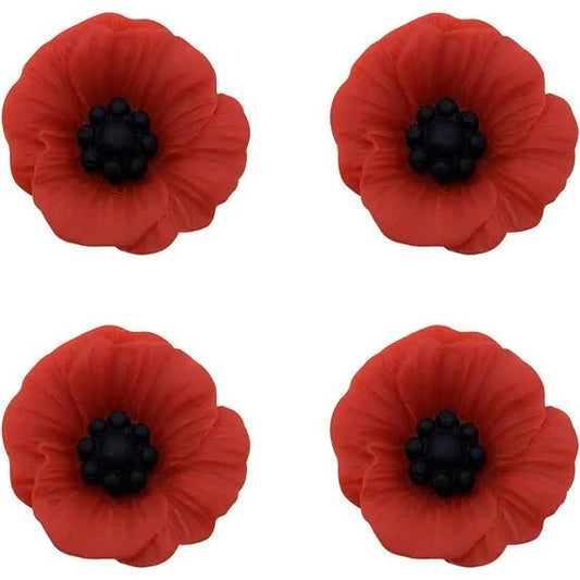 Poppy Brooch Veretrans Gifts Lest We Forget Resin Poppy Lapel Flower Pin for Women Flowers Broaches(4 PCS) V1188-CYX-J02-2154