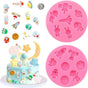 2 Pcs Astronaut Rocket Planet Fondant Silicone Molds Space-Themed Chocolate Candy Epoxy Resin Mold Cute Soap V1188-CYX-J02-228